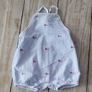 Janie AND Jack Striped Baby Romper with US Flag